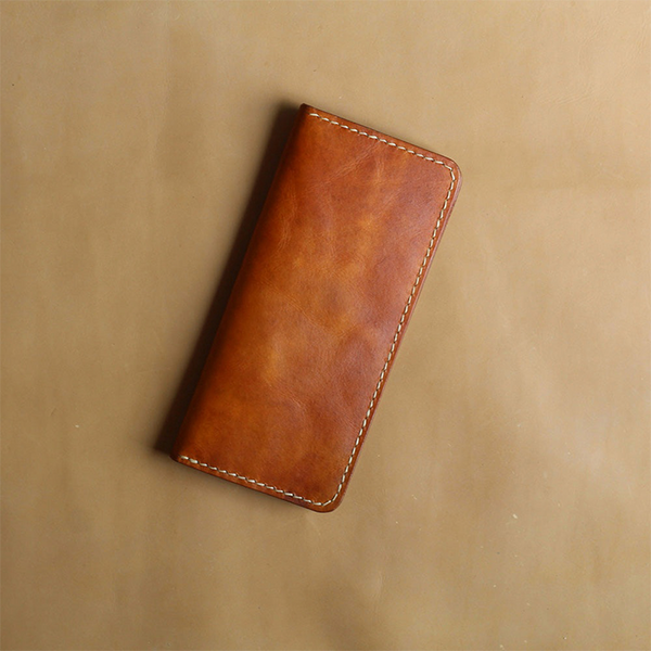 LONG WALLET (DARK TAN) — Premium Leather Long Wallet - Himi Leathers