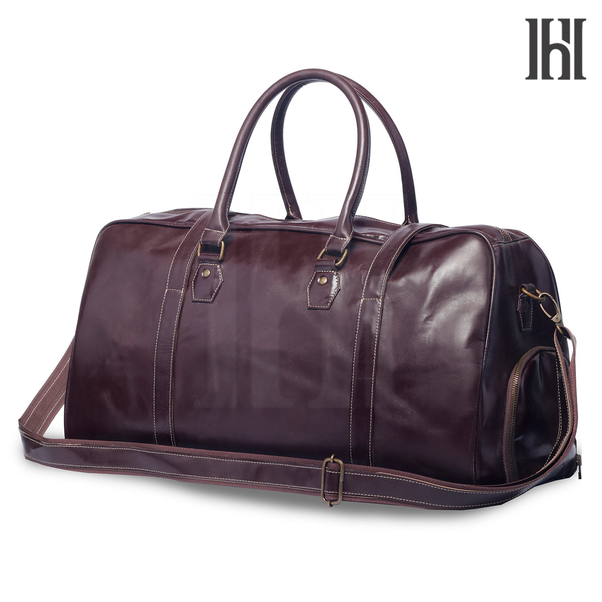 Leather Duffle Bag with shoe compartment