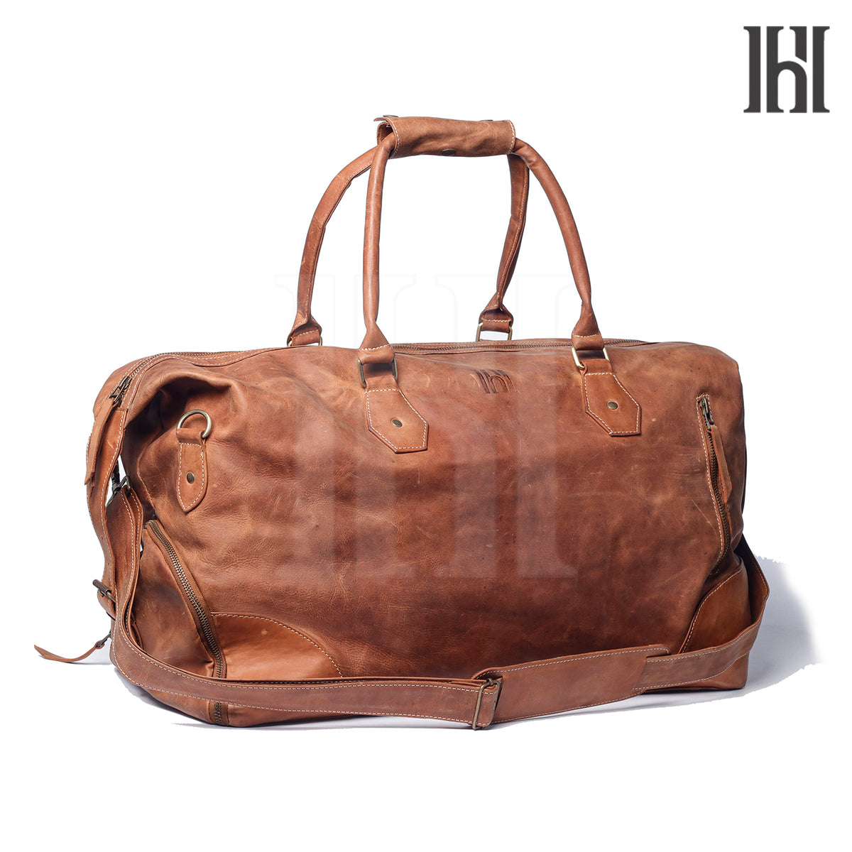 Leather Duffle Bag with separate shoes compartment
