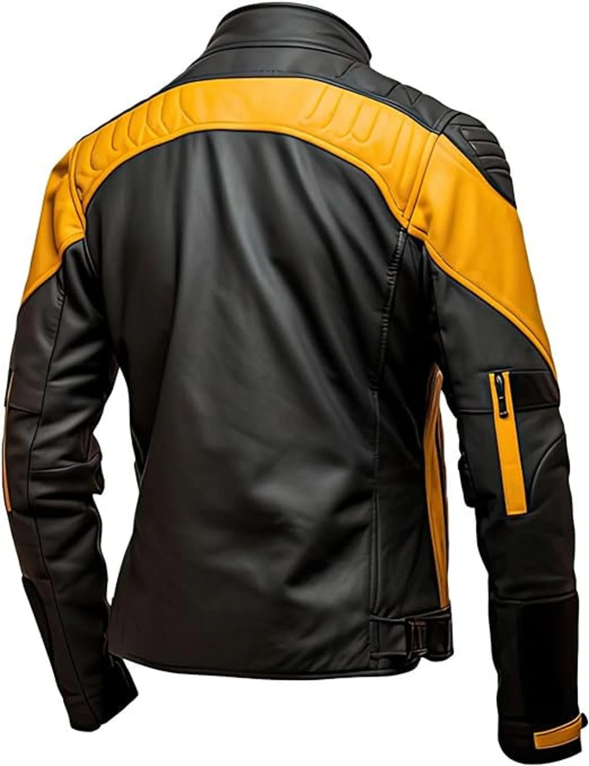 Men&#39;s Black and Yellow Jacket, premium leather jacket