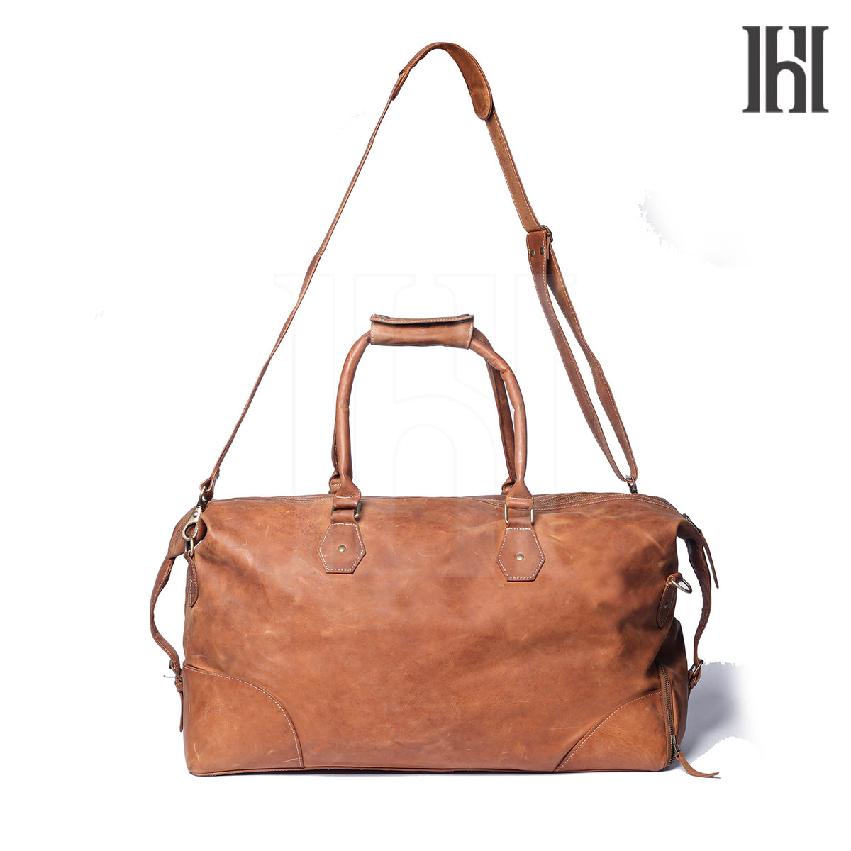 Leather Duffle Bag with separate shoes compartment