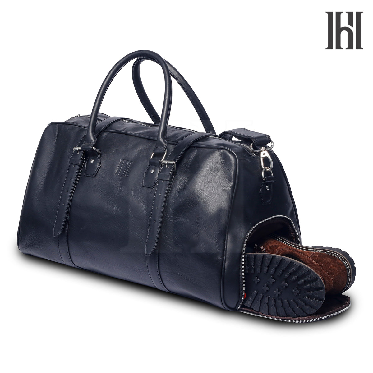 Leather Duffle Bag with shoe compartment