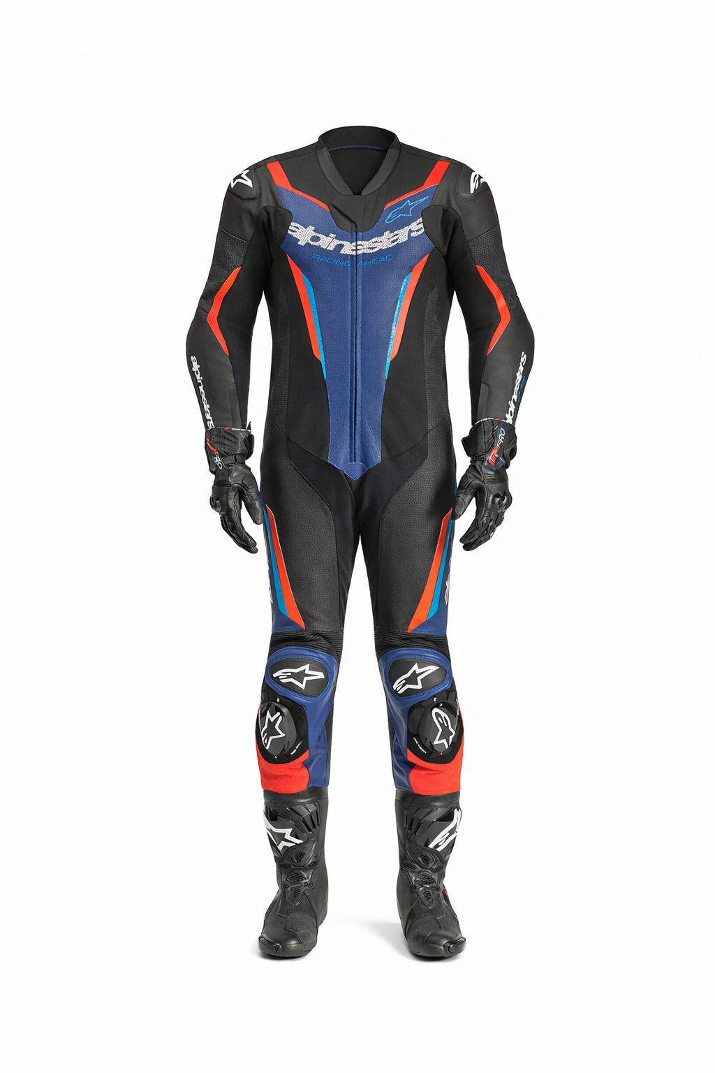 Alpinestars GP Force V2 One-Piece Racing Leather Suit | Black Blue Red