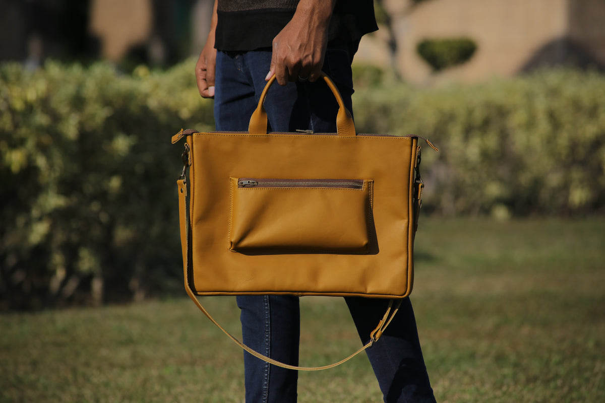 Ladies leather laptop Tote bag