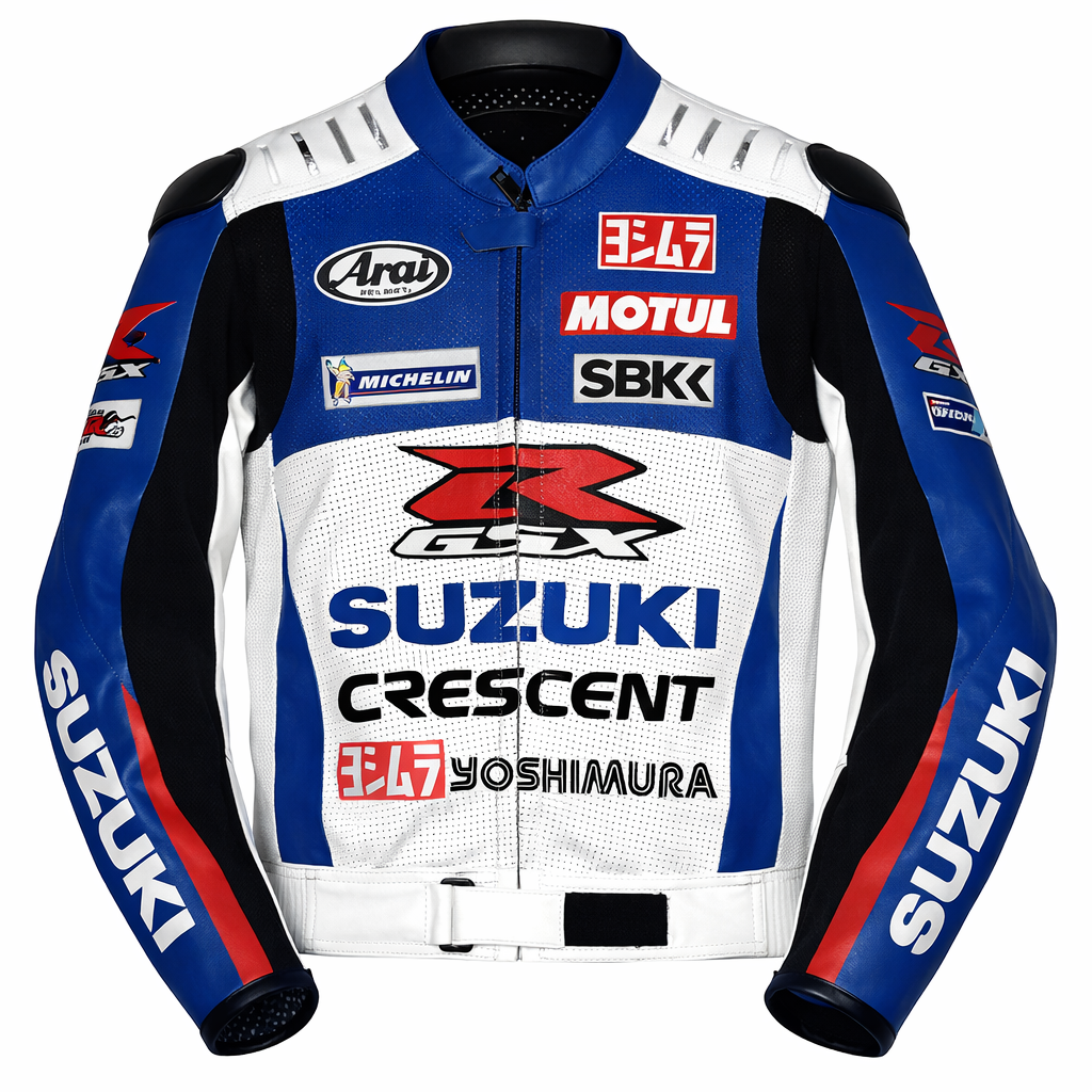 Suzuki GSX-R Motorcycle Racing Leather Jacket