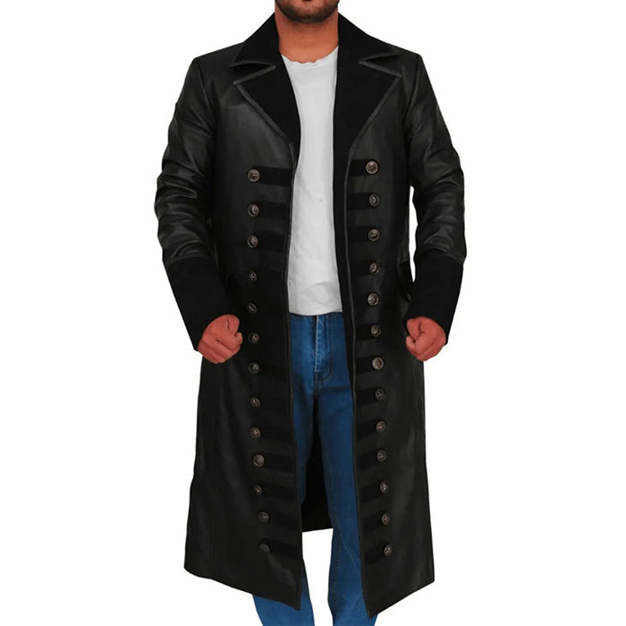 Long leather pirate coat for men&#39;s, premium quality long coat for men&#39;s