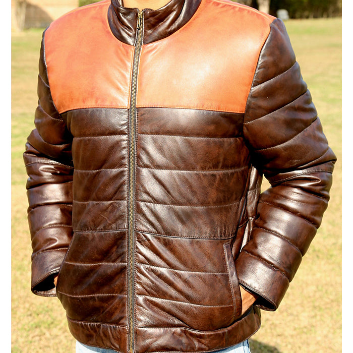 Dark brown leather jacket for men&#39;s