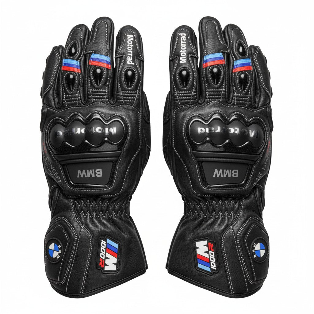 BMW M1000RR leather motorcycle racing gloves