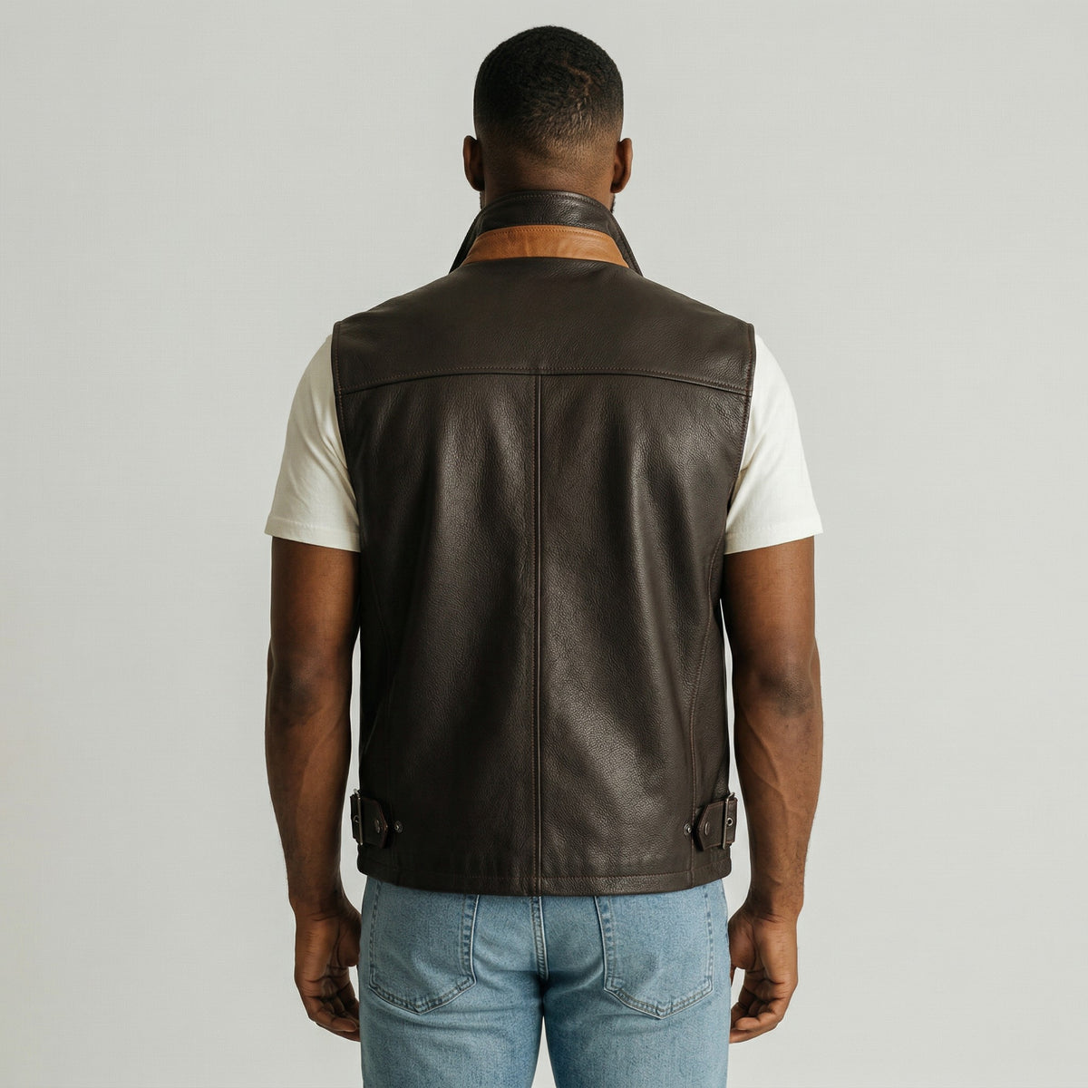 Men's Dark Brown Genuine Leather Vest | Vintage Western Cowboy Style