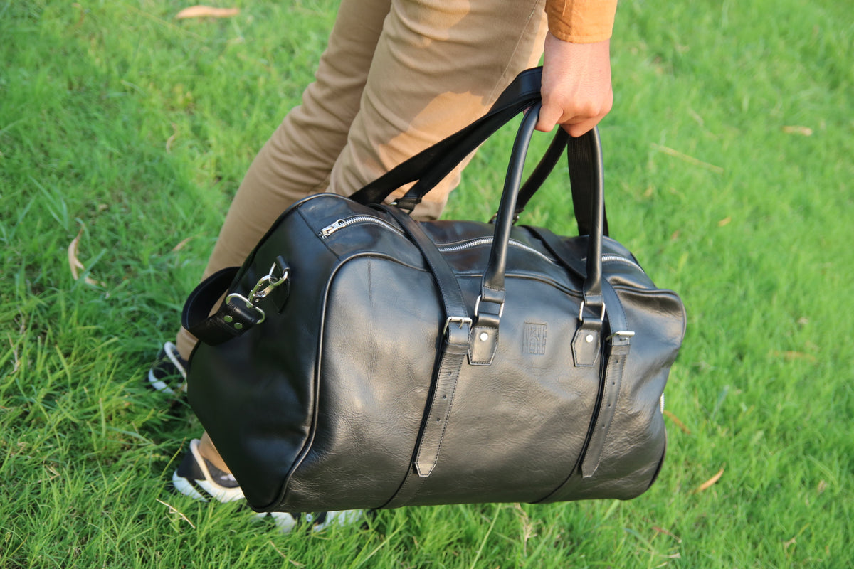 Leather Duffle Bag with shoe compartment