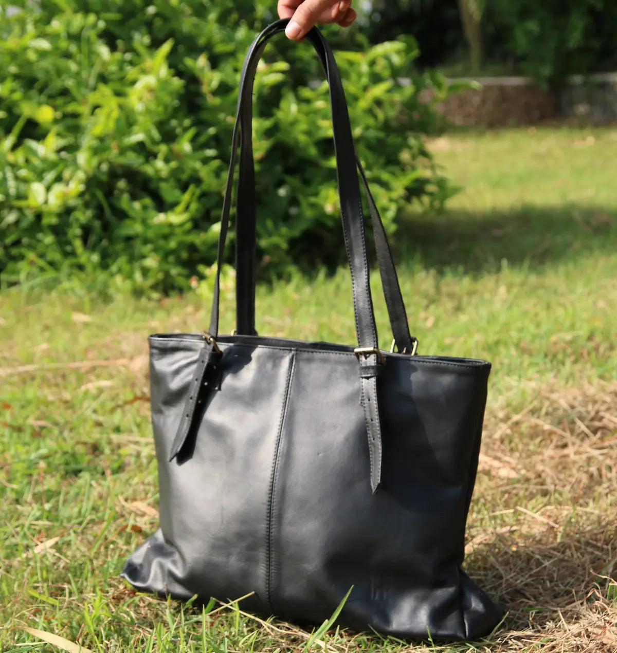 Women large leather handbag Double compartment