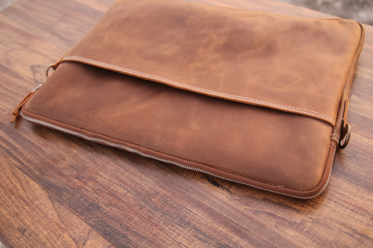 Slim leather laptop sleeve bag, Laptop Cover with pocket