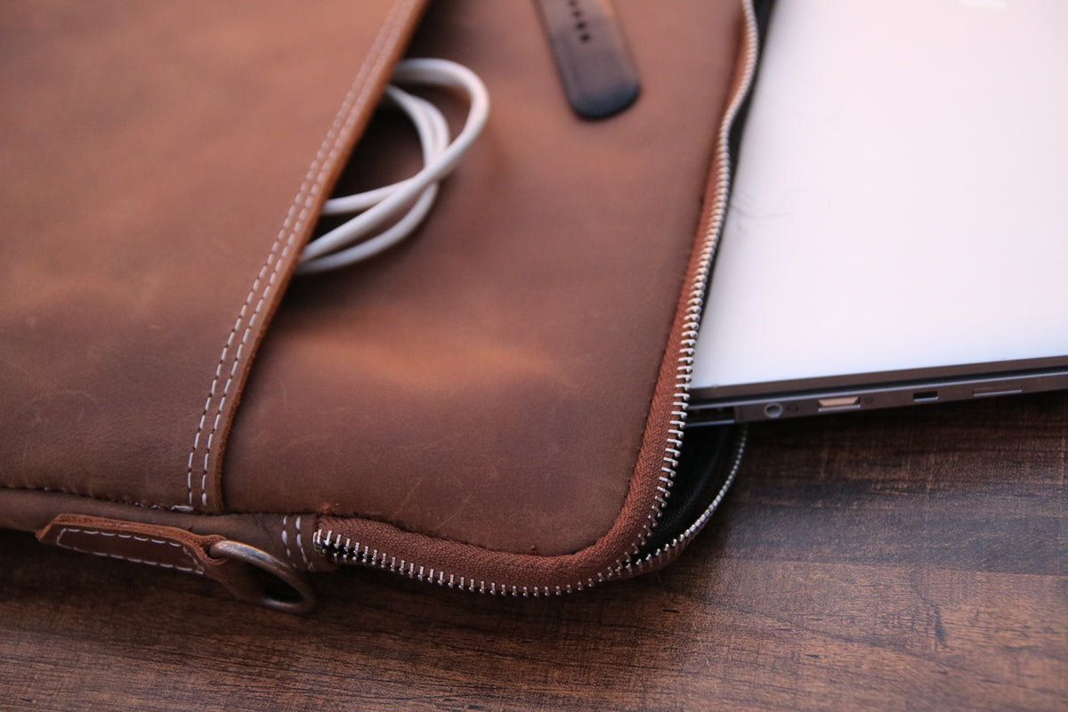 Slim leather laptop sleeve bag, Laptop Cover with pocket