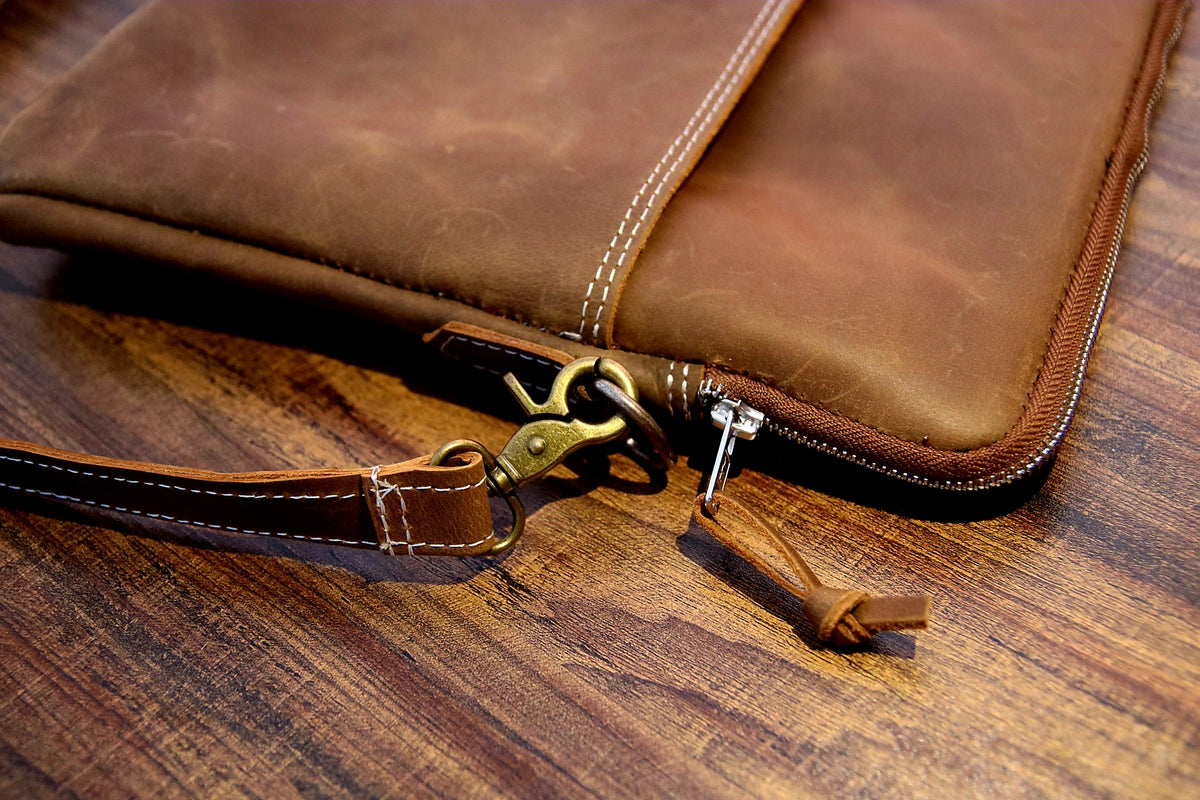 Slim leather laptop sleeve bag, Laptop Cover with pocket