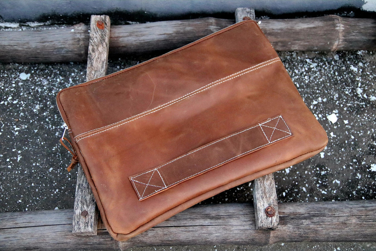 Slim leather laptop sleeve bag, Laptop Cover with pocket