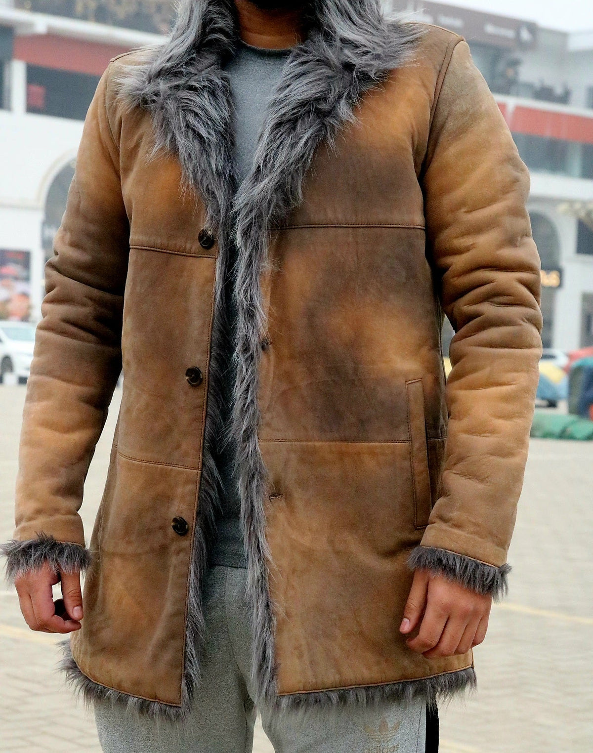 Toscana shearling long coat, fox fur premium quality long coat