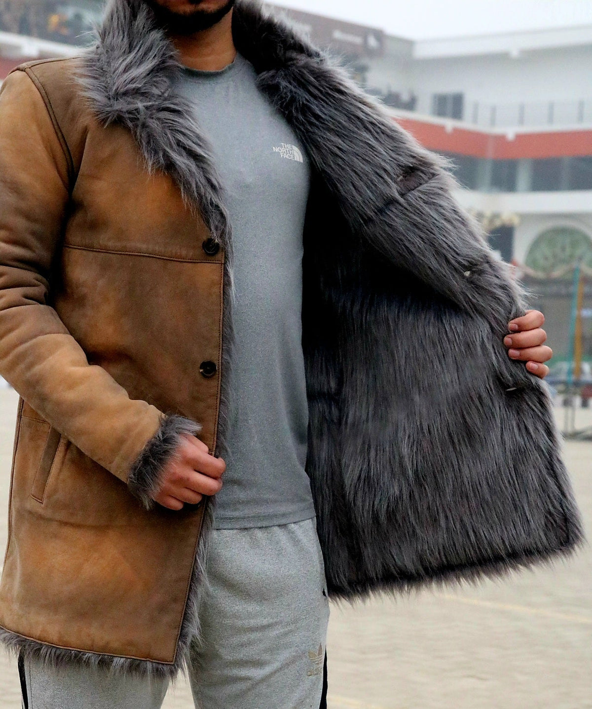 Toscana shearling long coat, fox fur premium quality long coat