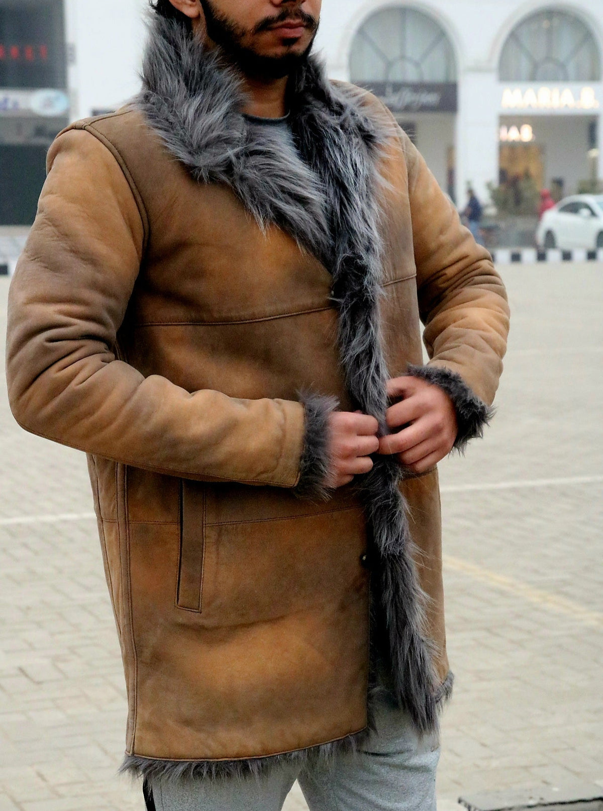 Toscana shearling long coat, fox fur premium quality long coat
