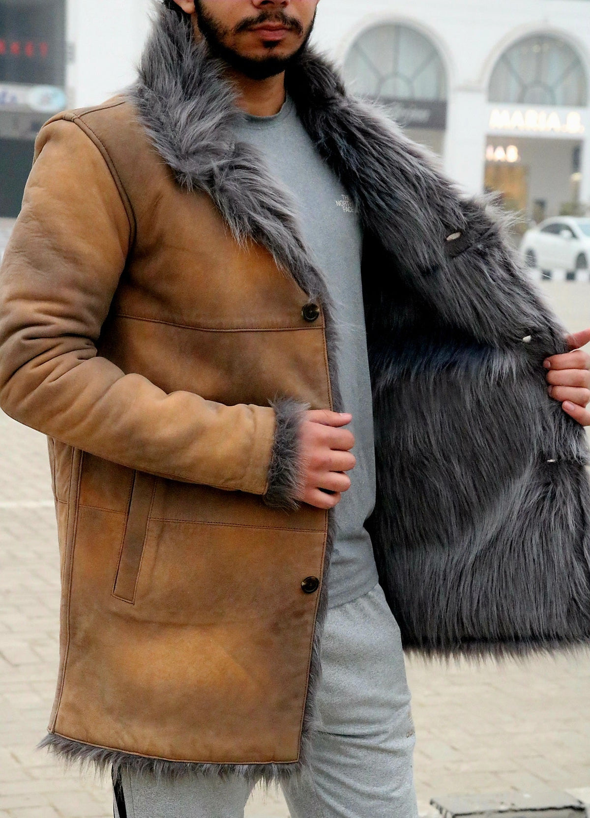 Toscana shearling long coat, fox fur premium quality long coat