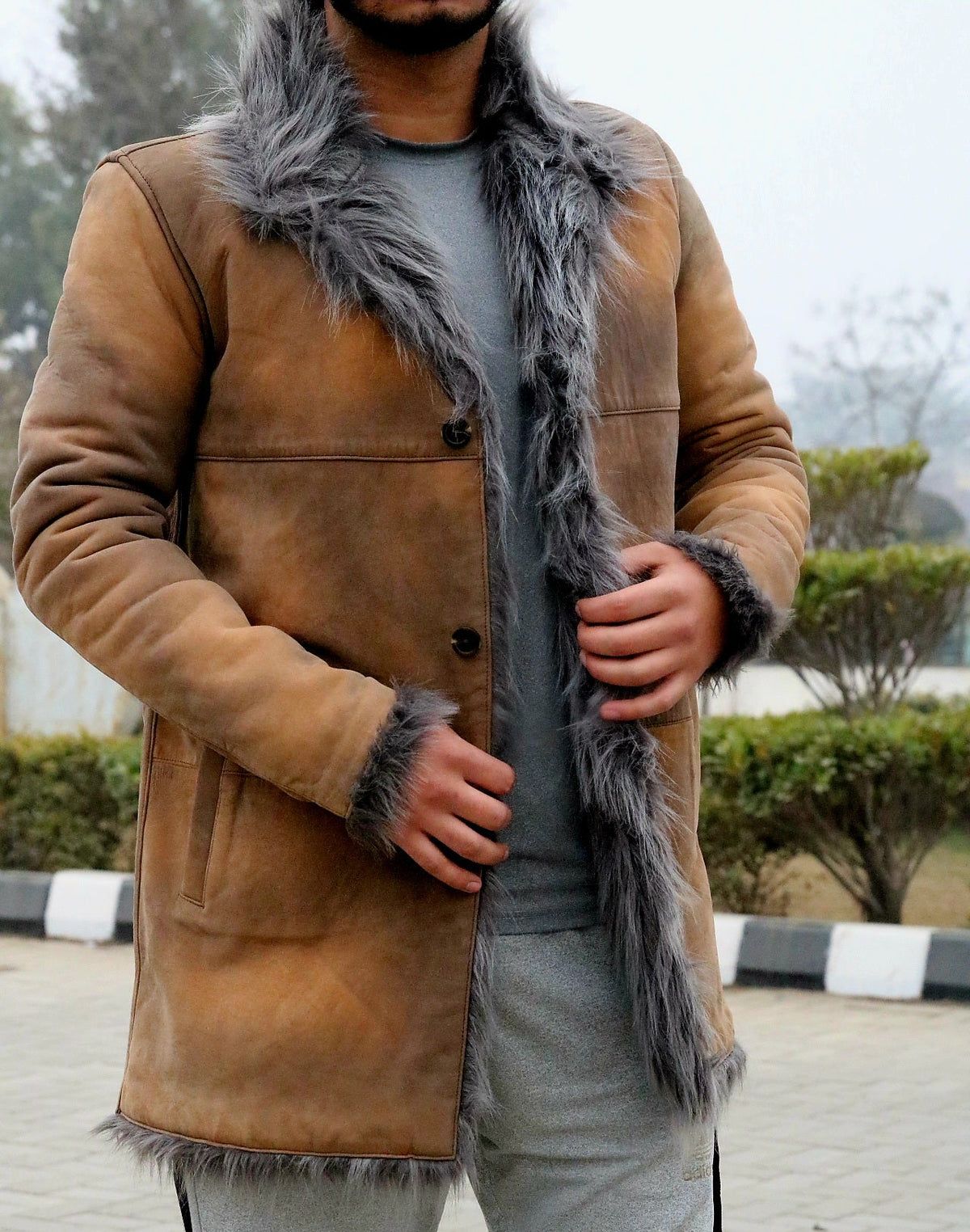 Toscana shearling long coat, fox fur premium quality long coat