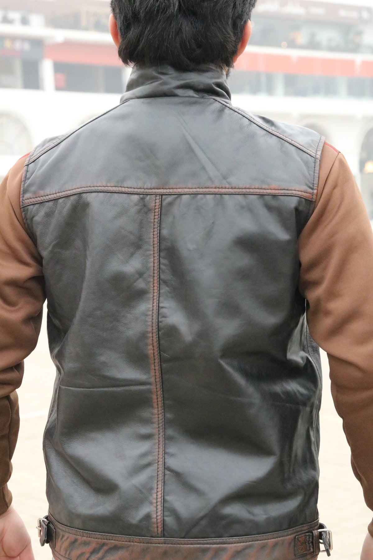 Biker leather west for men's