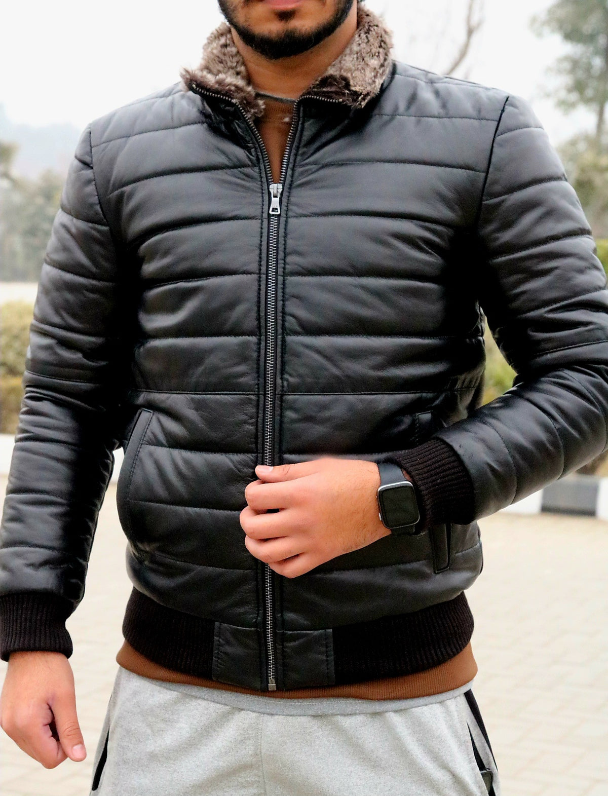 Men&#39;s bomber fur colure Leather Jacket for men&#39;s