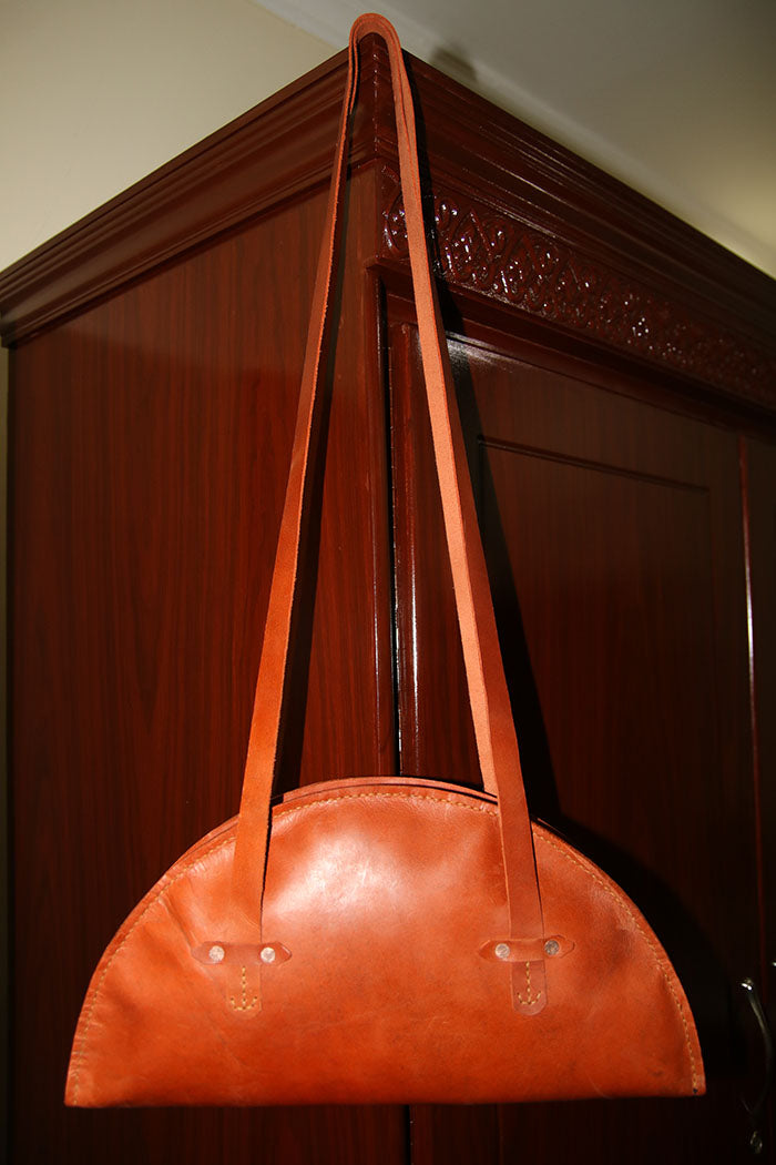 Half-moon Handmade Ladies leather hand bag