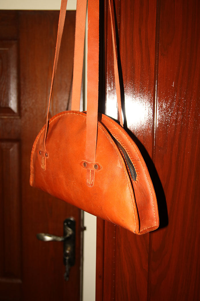 Half-moon Handmade Ladies leather hand bag