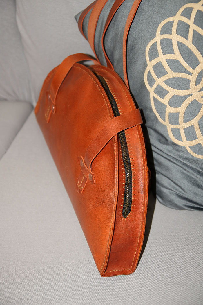 Half-moon Handmade Ladies leather hand bag