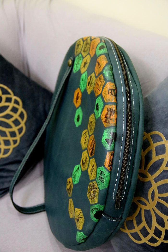 round shape Ladies leather handbag, halloween leather tote bag