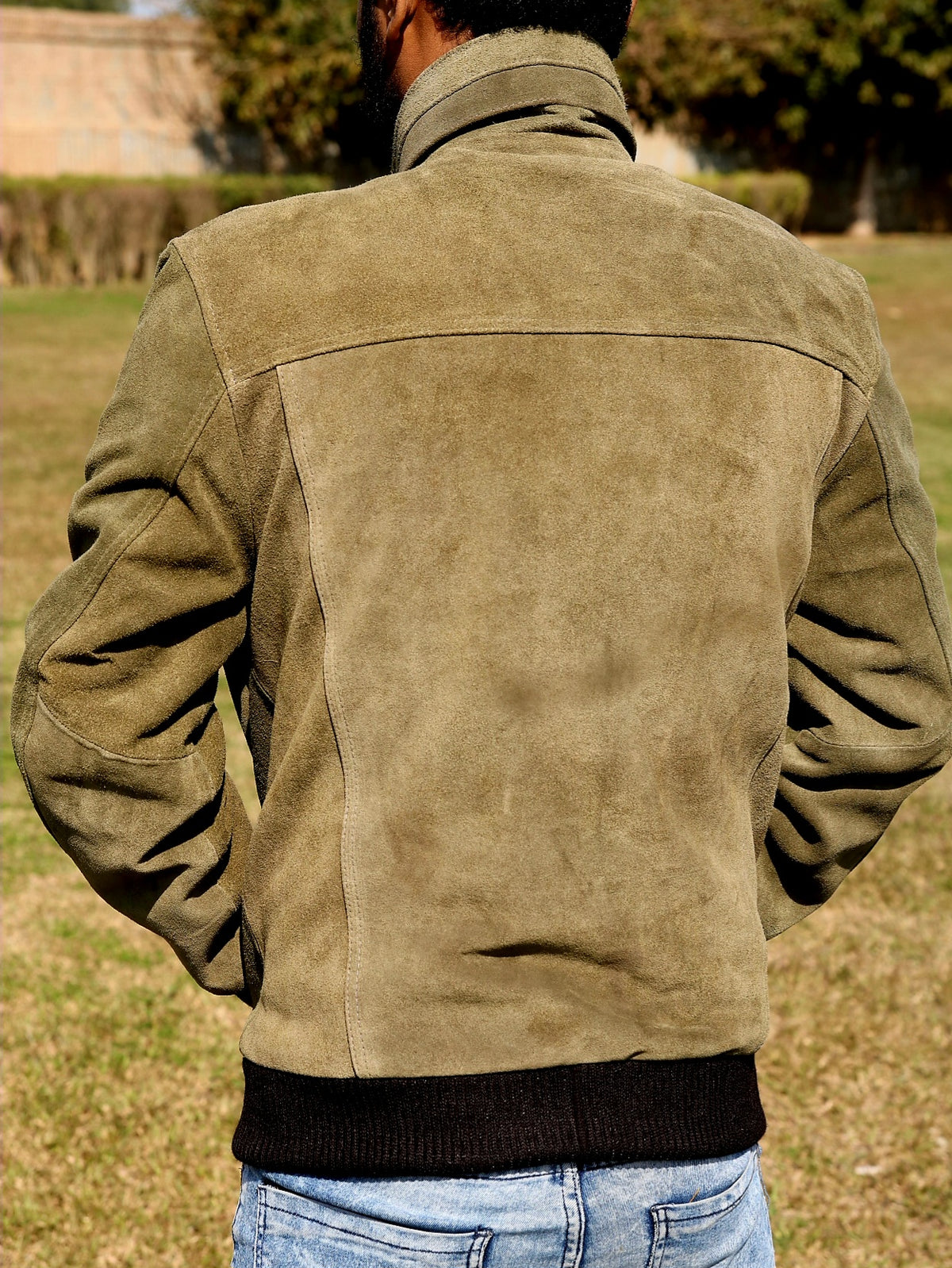 Green Suede leather jacket for men&#39;s