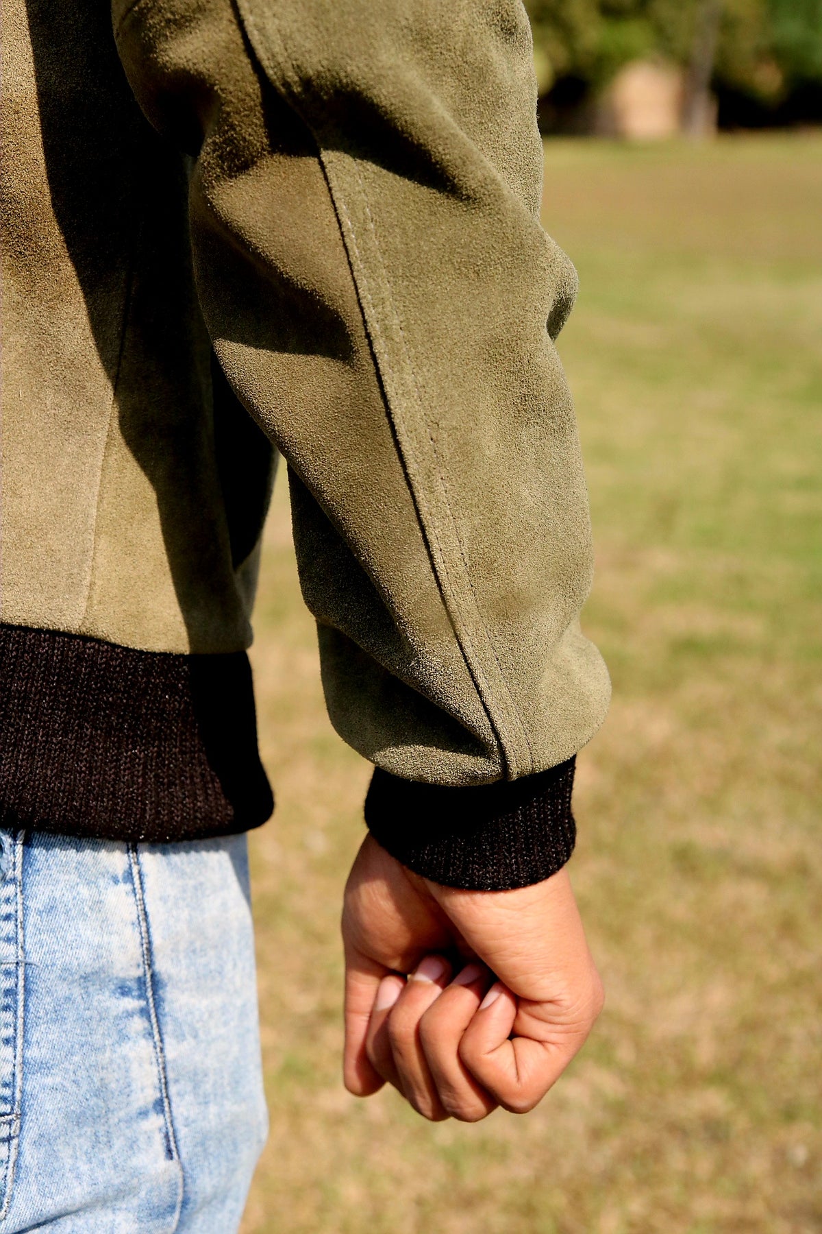 Green Suede leather jacket for men&#39;s