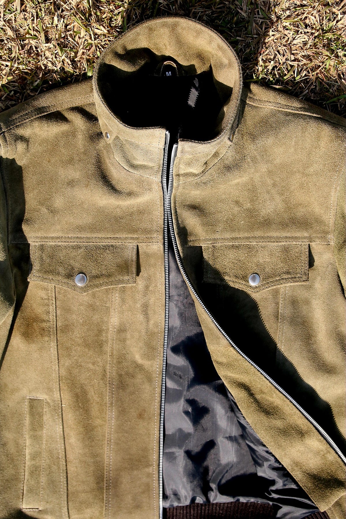 Green Suede leather jacket for men&#39;s