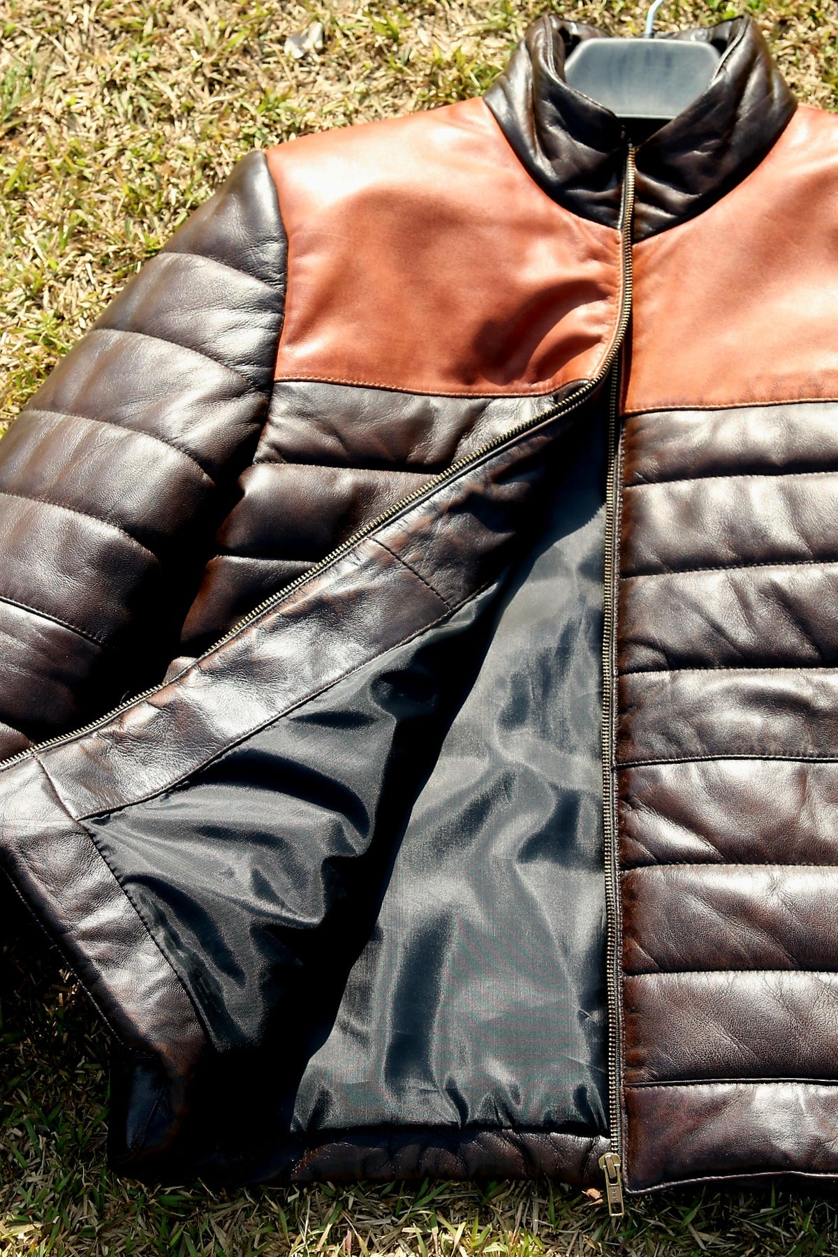 Dark brown leather jacket for men&#39;s