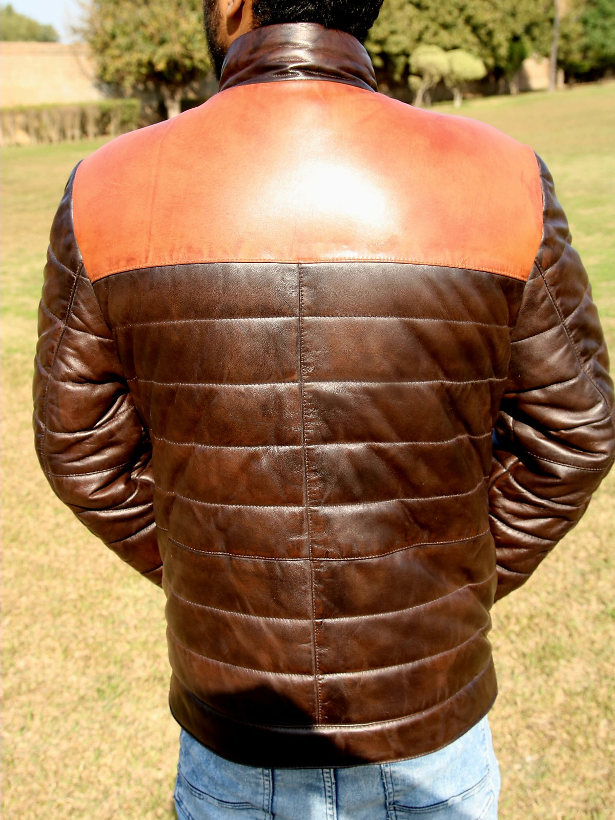 Dark brown leather jacket for men&#39;s