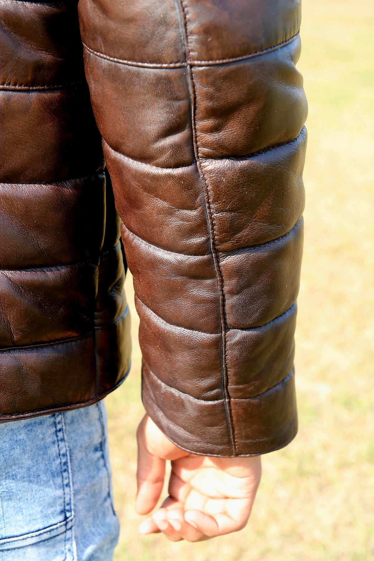 Dark brown leather jacket for men&#39;s