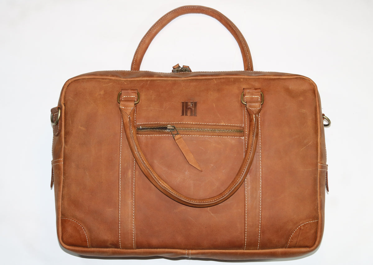 Mens leather Messenger laptop bag