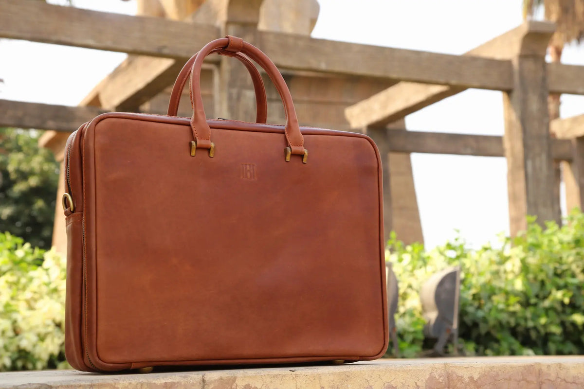 premium leather laptop bag, leather briefcase organizer bag