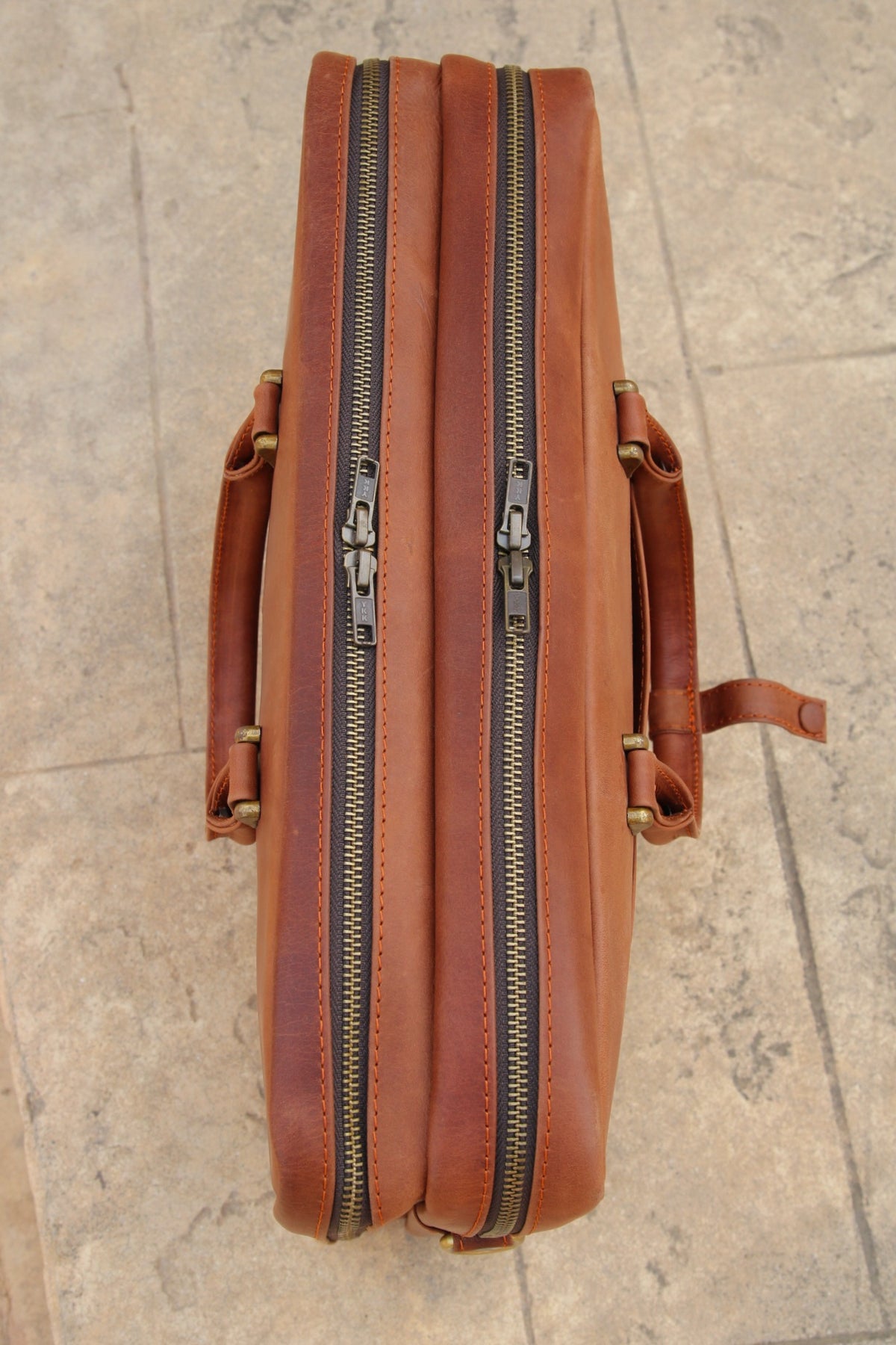 Double compartment leather laptop bag, leather file organizer bag