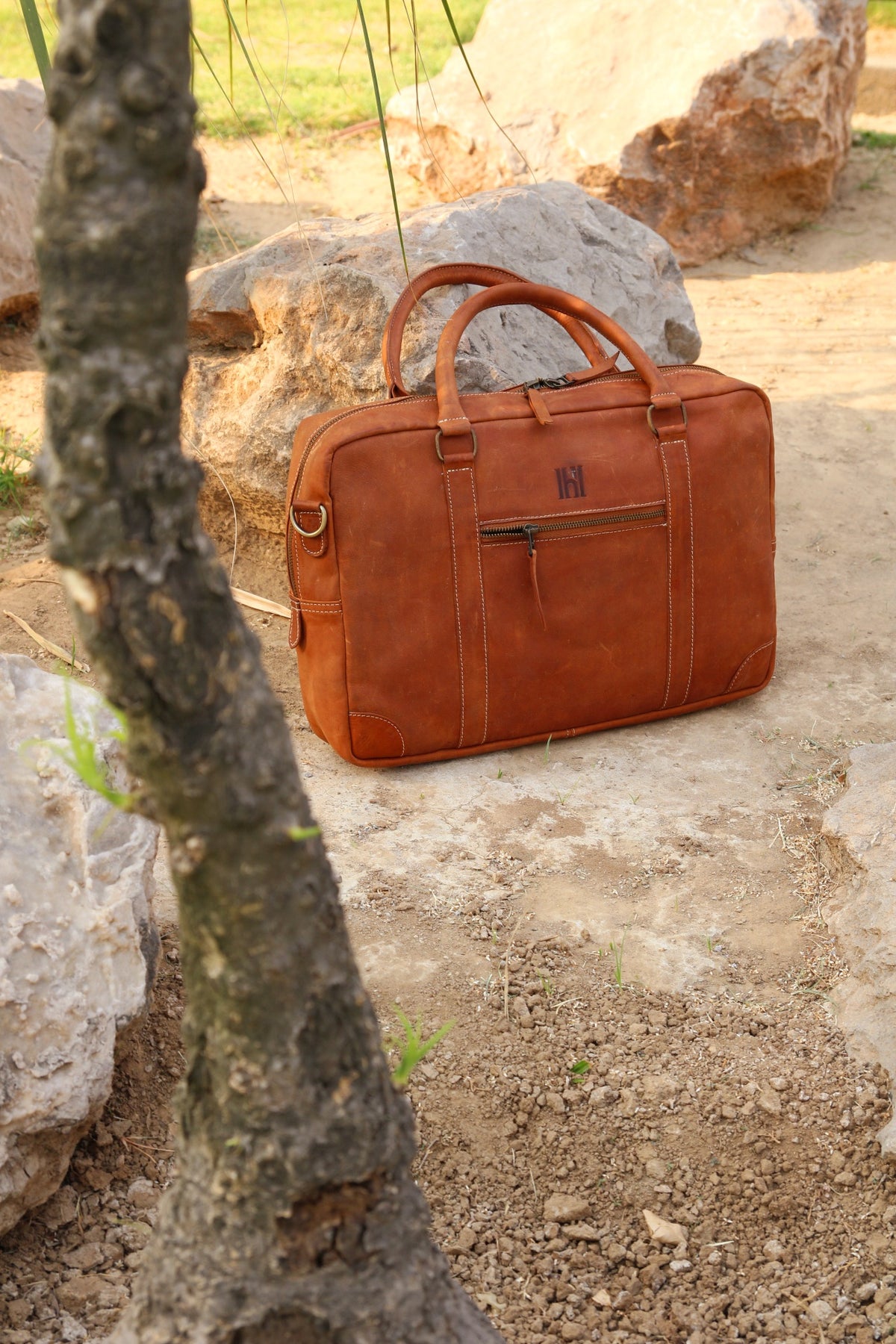 Mens leather Messenger laptop bag