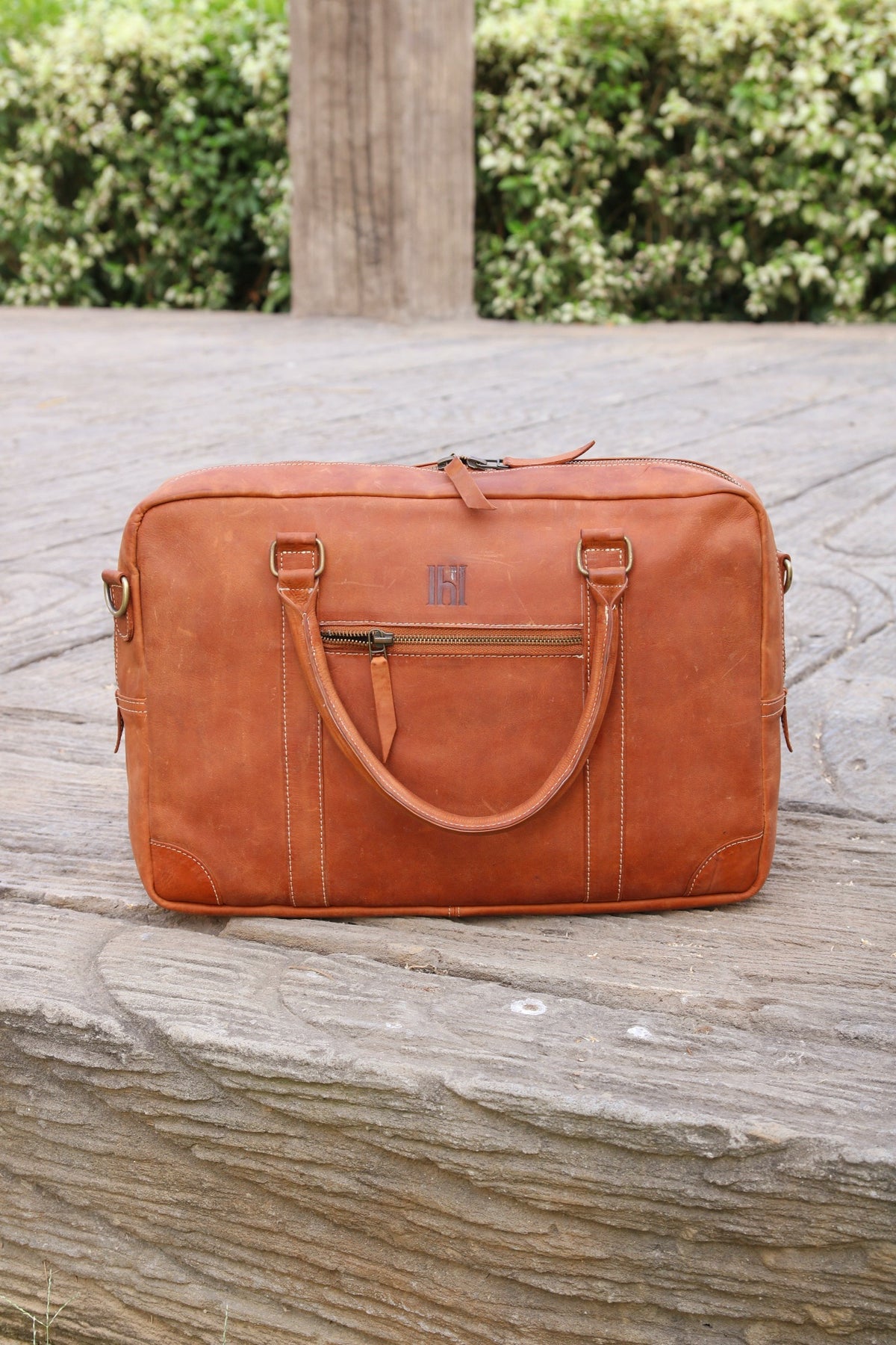Mens leather Messenger laptop bag