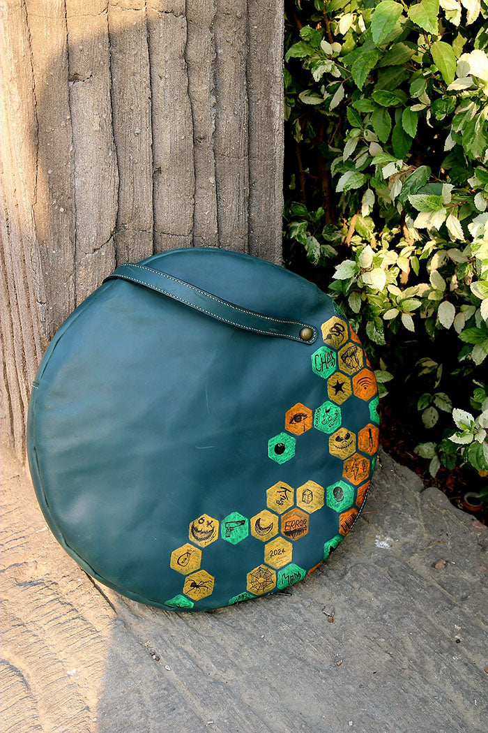 round shape Ladies leather handbag, halloween leather tote bag