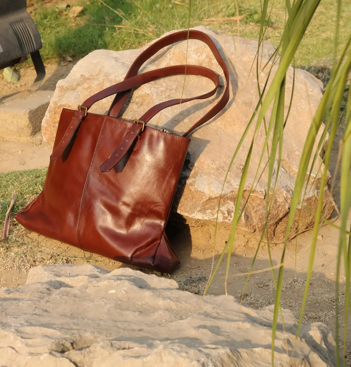 Women large leather handbag Double compartment