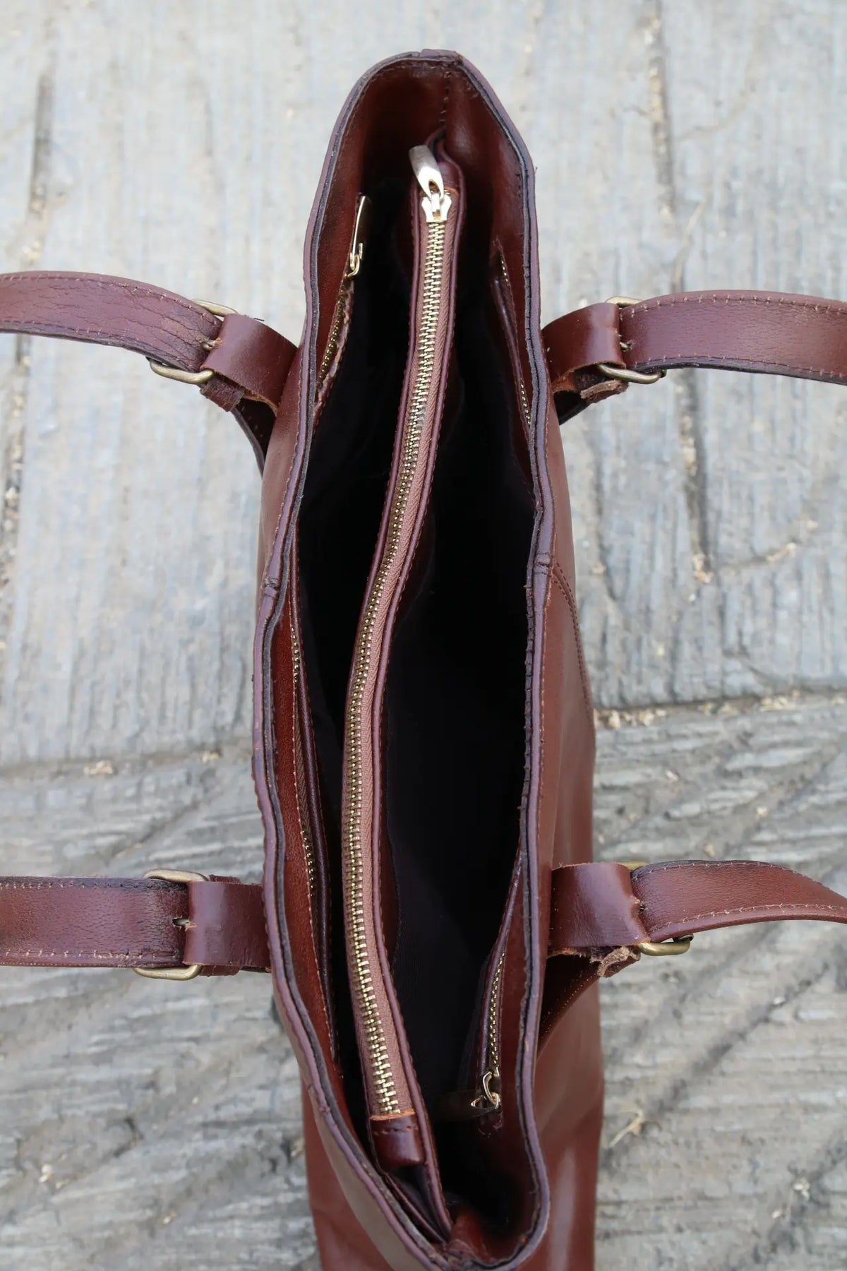 Women large leather handbag Double compartment