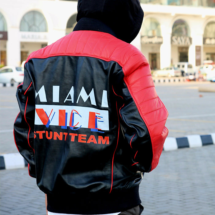 Miami Vice Stunt Team Bomber Jacket, premium leather jacket