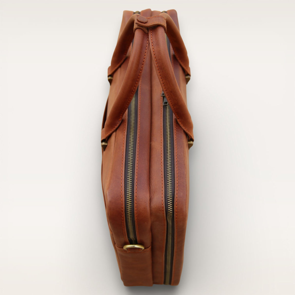 Double Compartment Leather Laptop Bag | Brown
