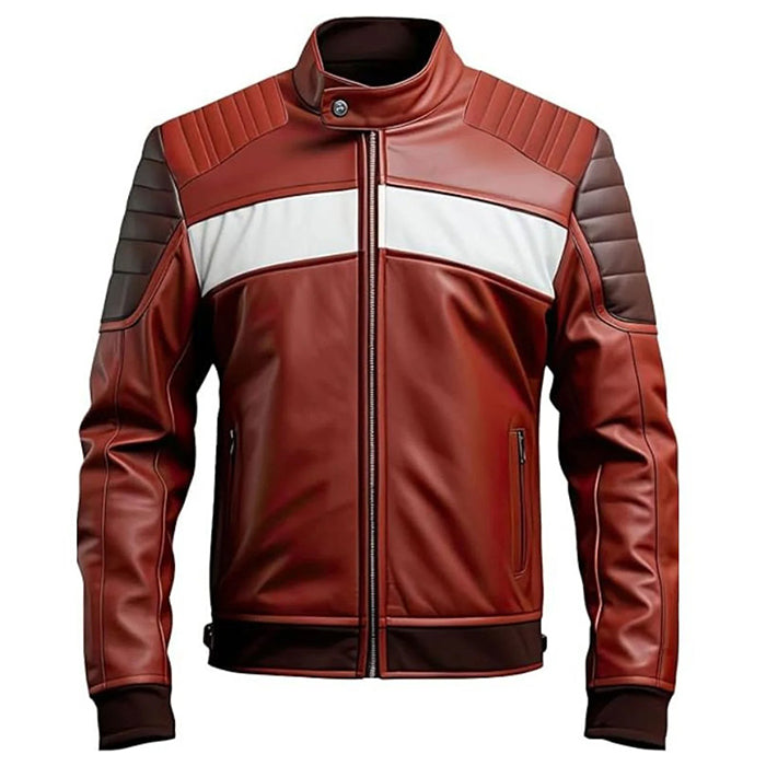 Men&#39;s Maroon and Brown Leather Jacket, premium leather jacket