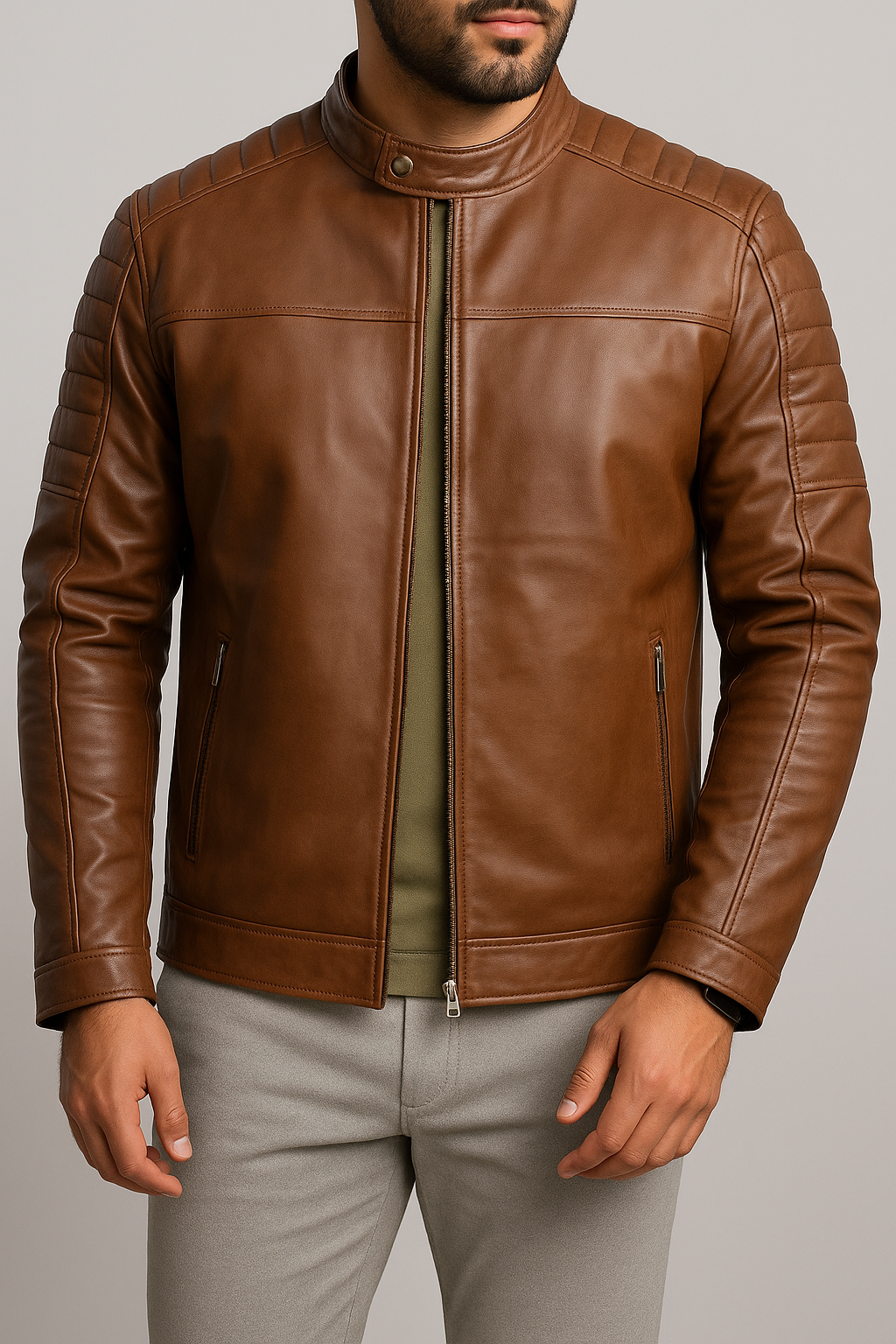 Men&#39;s Quilted Leather biker Jacket | Biker Leather Jacket