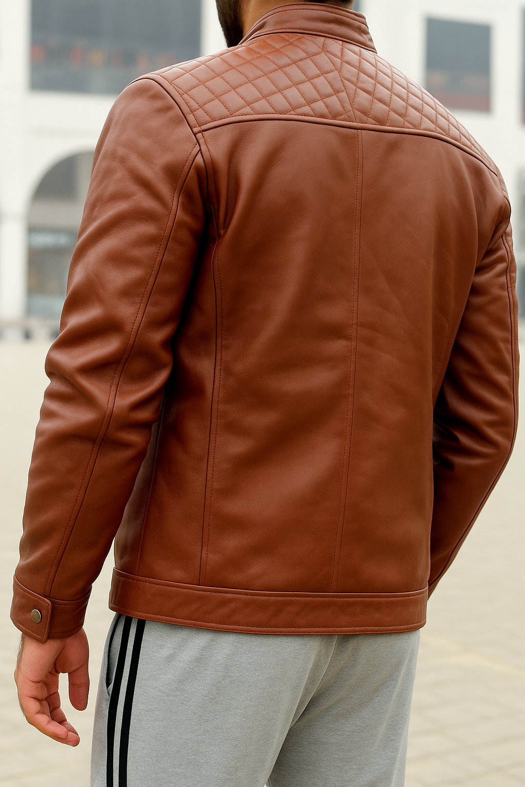 Men&#39;s brown Leather Jacket biker jacket