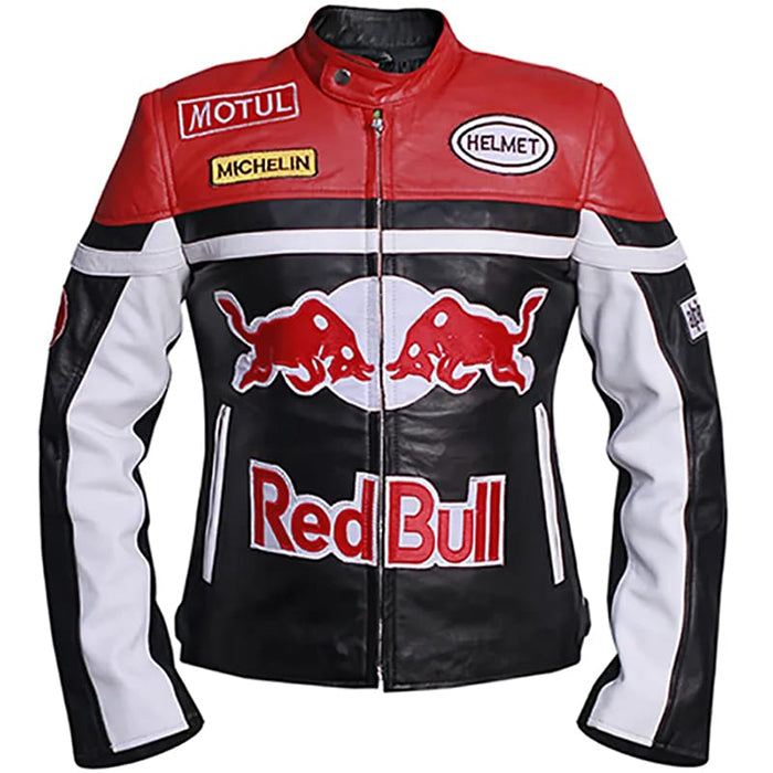 Red Bull Racing Motorcycle Leather Jacket, premium leather jacket